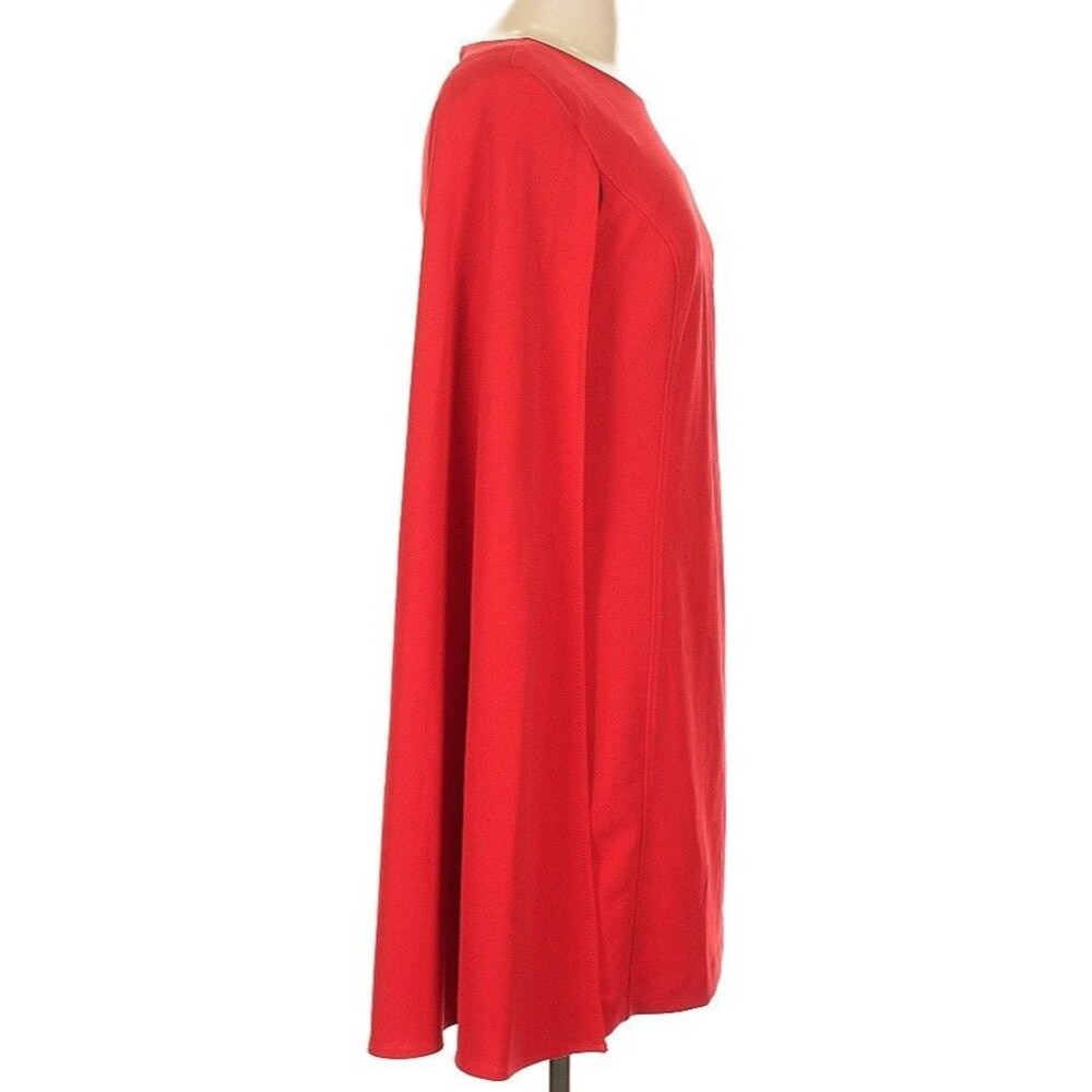 DESIGNER CALVIN KLEIN RED SLEEVELESS KNEE LENGTH CAPE DRESS SIZE 10.R - Picture 6 of 16